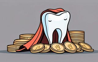 A tooth wearing a superhero cape