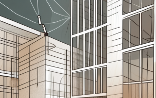 A hospital building with a safety net underneath