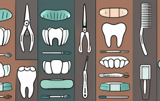 Various dental tools and insurance policy papers