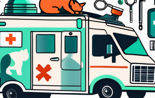 A veterinary ambulance with a pet silhouette in it