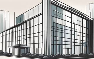 A protective shield overlaying a corporate building