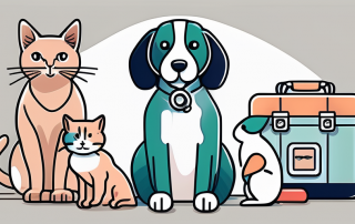 A variety of domestic animals such as a cat
