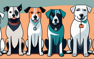 A variety of dogs of different breeds