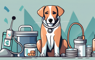 A dog wearing a stethoscope