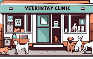 A veterinary clinic with a visible emergency sign