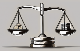 A balanced scale with a shield on one side representing safety and a stack of coins on the other side representing cost