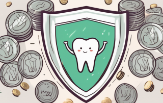 A tooth surrounded by coins and a safety shield