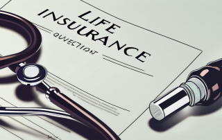 A life insurance policy document next to a medical stethoscope