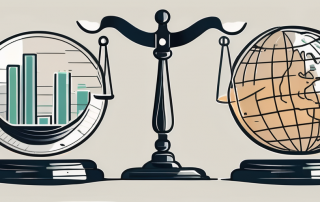 A pair of scales balancing a coin and a document