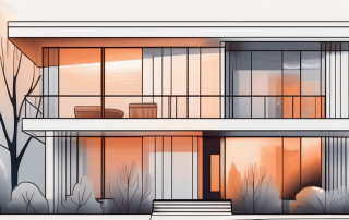 A modern residential building with highlighted features like a secure entrance