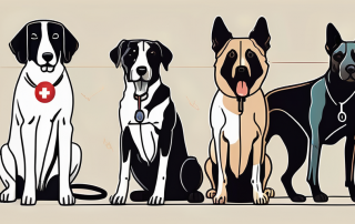 Several different breeds of dogs