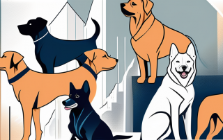 A variety of dogs of different breeds