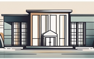 A corporate building protected by a symbolic shield