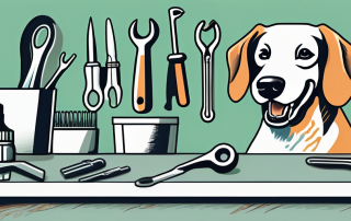 A vet's tools neatly arranged on a table