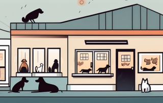 A local veterinary clinic at night