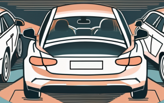A car with visible protective shields symbolizing various coverage areas like windshield
