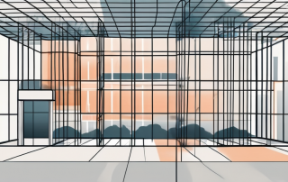 A company building with a safety net underneath it