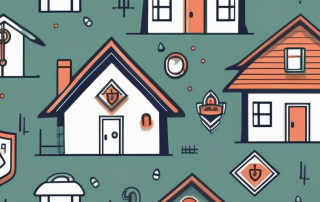 A house surrounded by various insurance protection symbols such as a shield
