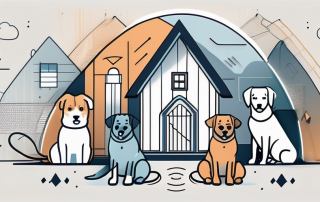 A variety of dog breeds standing together