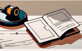 A closed wallet with a gavel and legal documents in the background