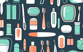 A variety of dental care items such as a toothbrush