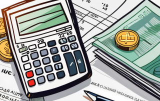 A calculator next to a life insurance policy document