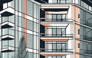 A modern apartment building with a protective shield around it