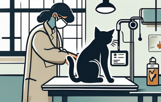 A young cat receiving its first vaccination at a vet's office