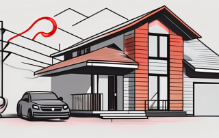 A multi-family house with visible protective elements like a fire extinguisher
