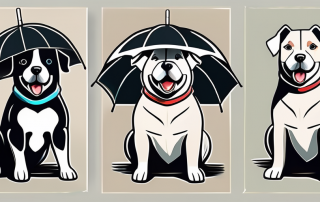 A few different breeds of dogs with shiny