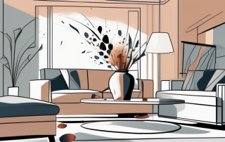 A broken vase in a stylish living room