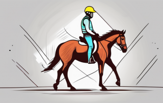 A horse with a safety helmet and a protective vest