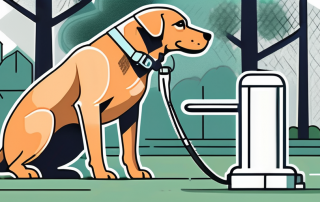 A dog with a leash