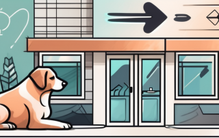 A veterinary clinic with a rising arrow symbol to depict increasing costs