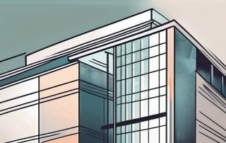 A corporate building with a protective shield symbolizing a life insurance policy