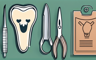 A dental insurance card next to a set of healthy teeth and dental tools