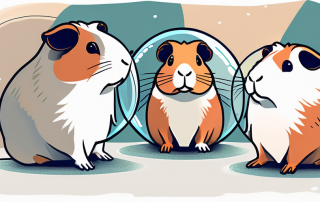 A few adorable guinea pigs with a protective bubble around them