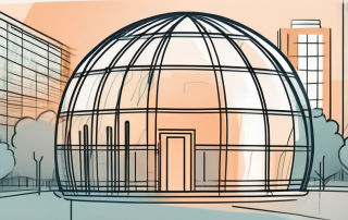 A building covered by a protective bubble