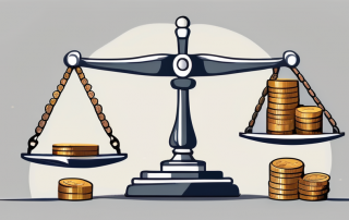 A symbolic scale balancing a gavel and a pile of coins