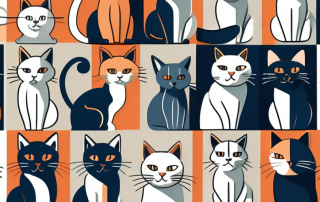 A variety of different cat breeds looking curious and attentive