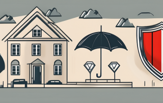 Various insurance symbols such as a shield