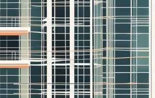 A company building with a safety net underneath it