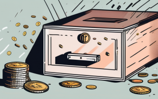 A life insurance policy document next to a safe box with coins spilling out