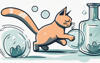 A cat playfully knocking over a vase