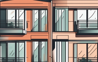 A multi-family residential building with a protective shield around it