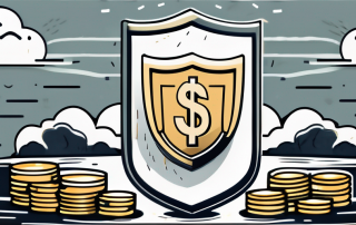 A life insurance policy document with a shield symbolizing protection and a pile of coins symbolizing payout