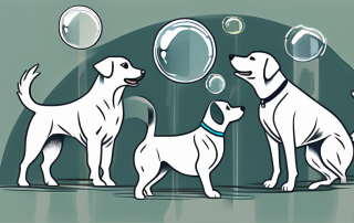 A variety of dogs of different breeds playfully interacting