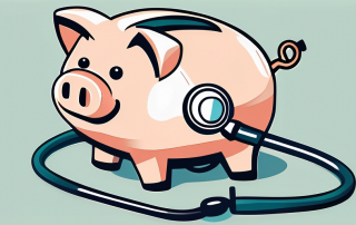 A piggy bank with a stethoscope around it