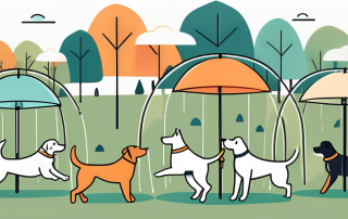 A variety of dogs of different breeds