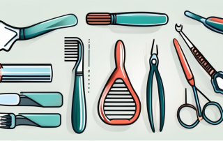 A variety of dental tools and a dental insurance policy